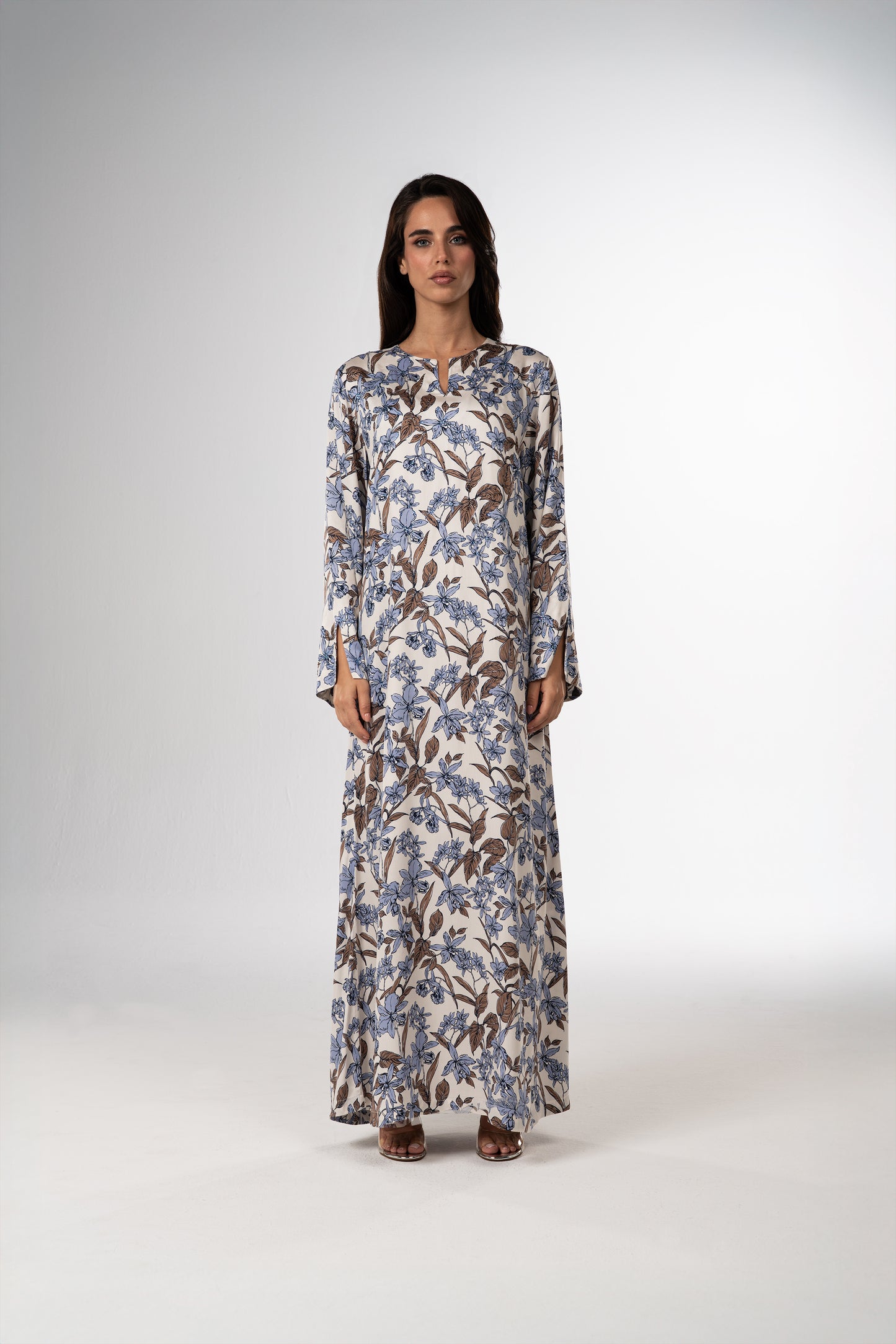 Azure Bloom Italian Viscose Satin Caftan