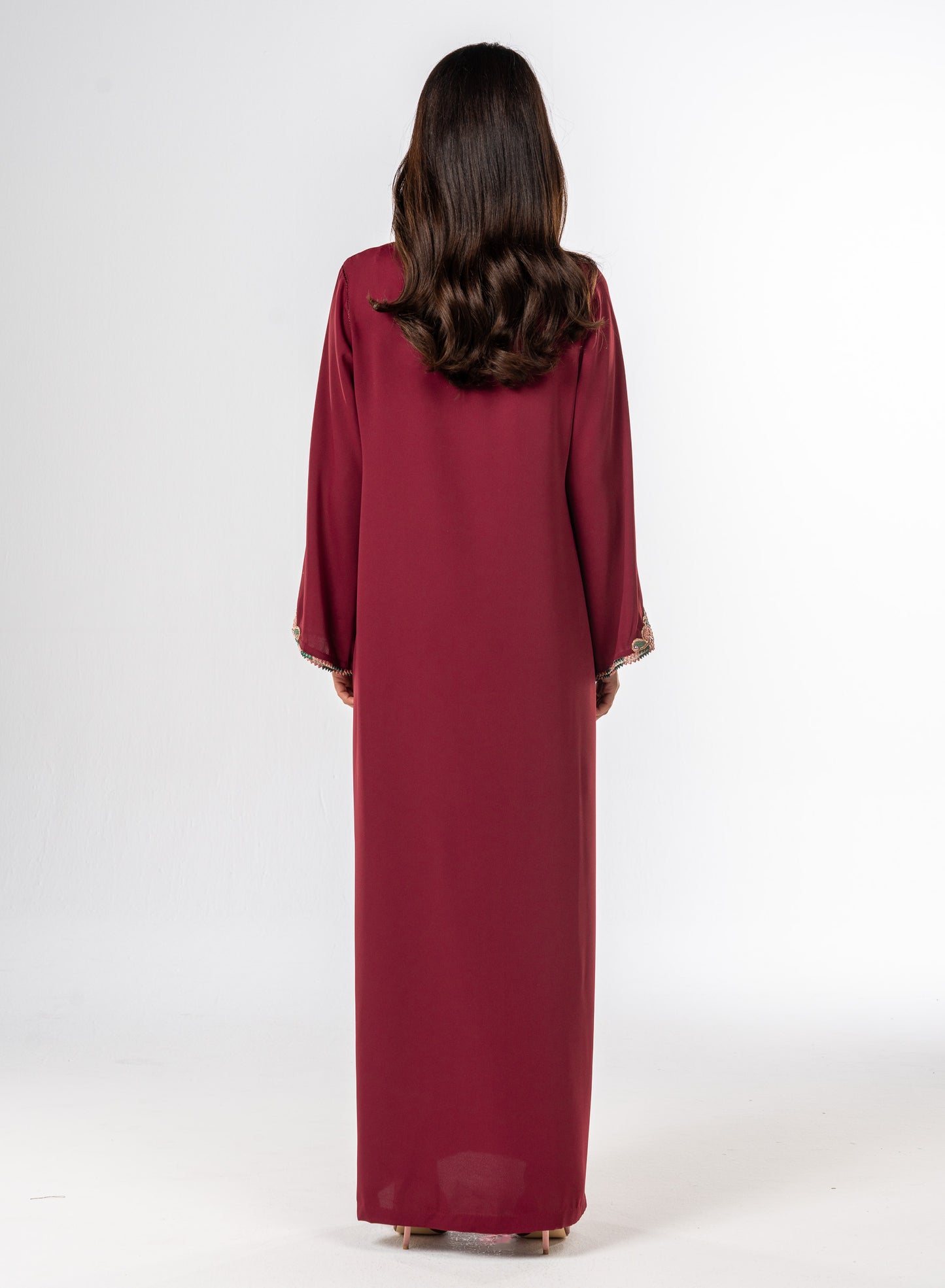 Burgundy Crepe Moroccan Caftan