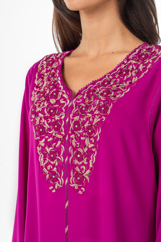 Fuchsia Crepe Moroccan Caftan