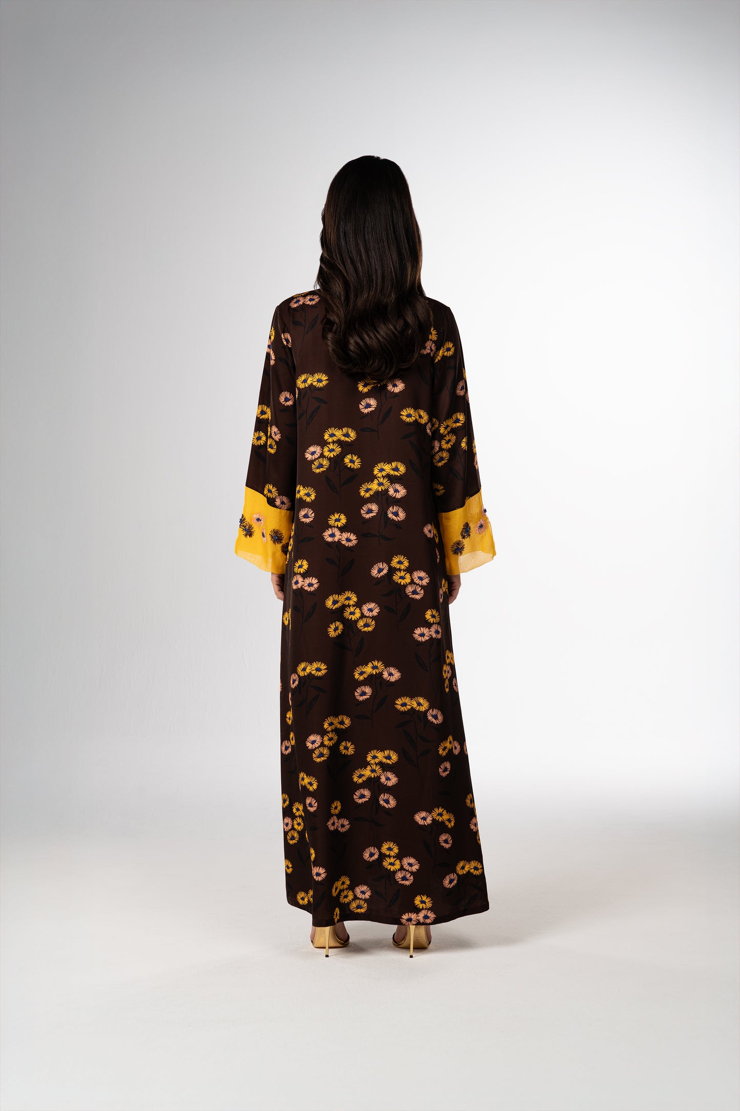 Golden Meadow Italian Viscose Caftan with 3D Embroidery – Limited Edition Handmade back