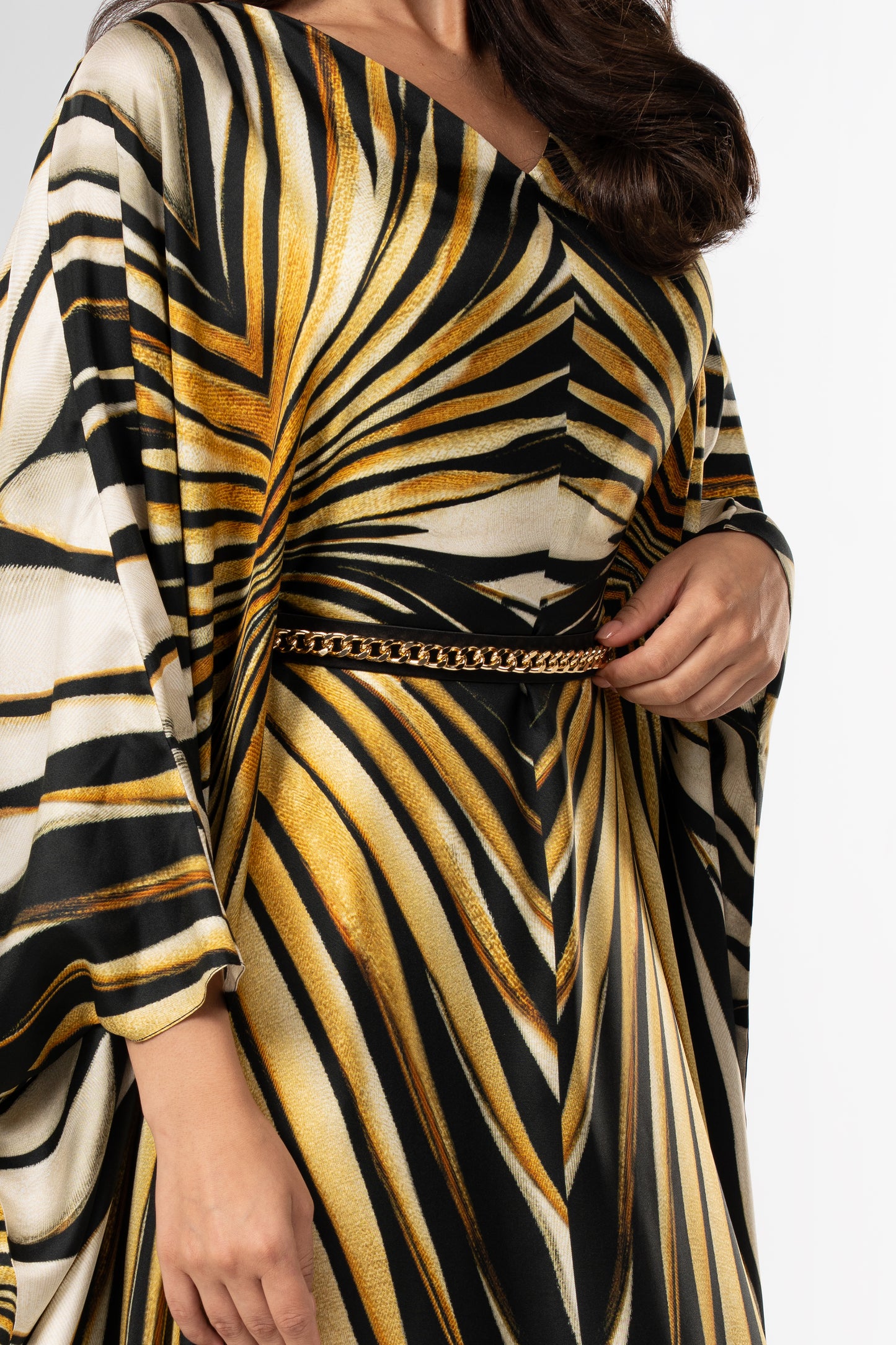 Roberto Cavalli Original Italian Twill Silk Caftan – Limited Edition Handmade belt