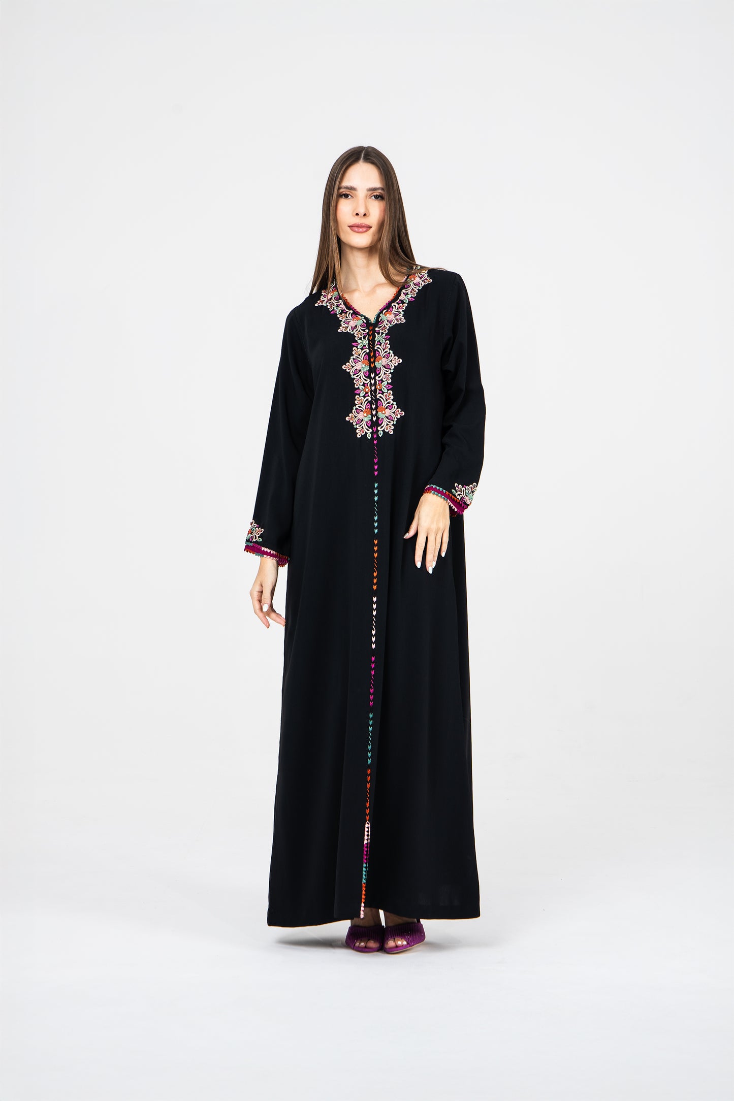 Royal Black Crepe Caftan