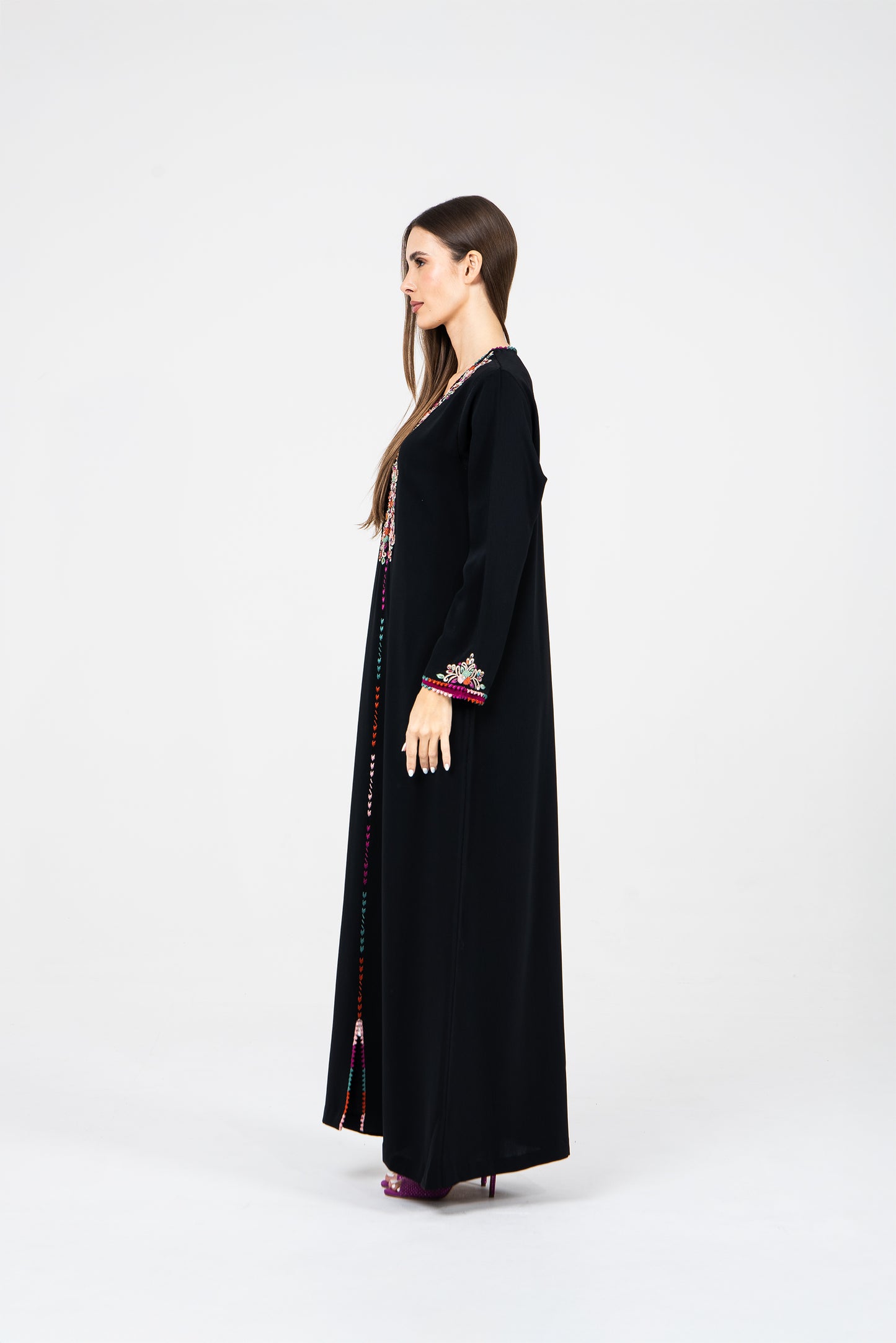 Royal Black Crepe Caftan