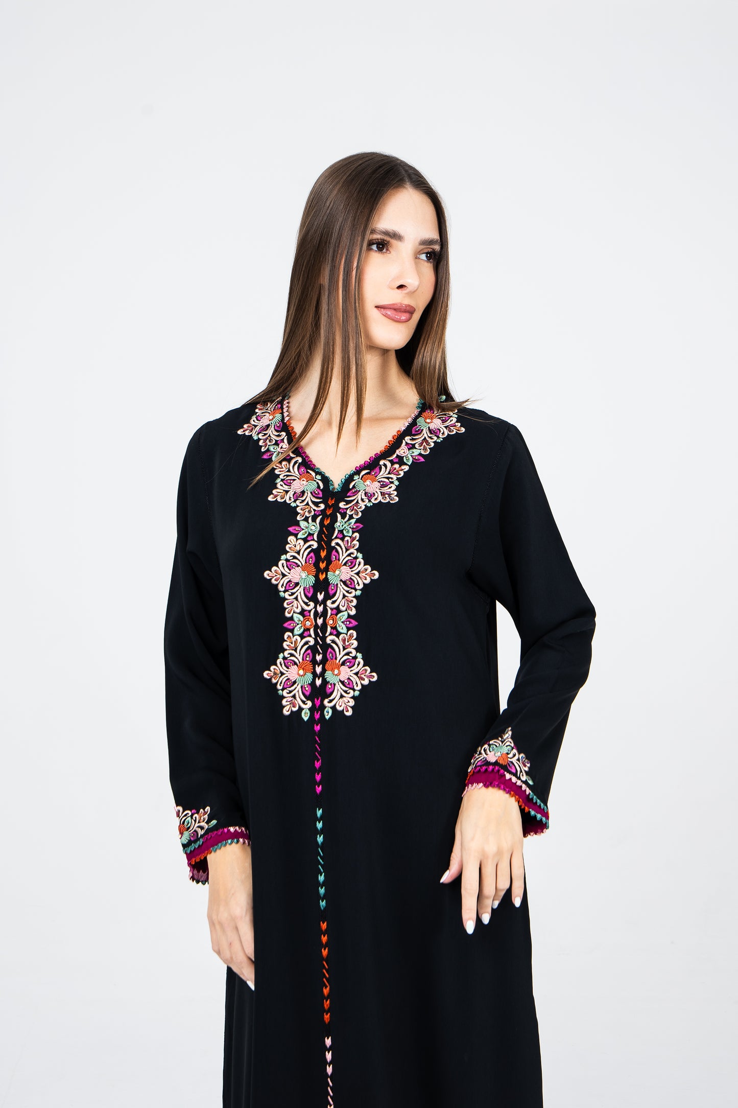 Royal Black Crepe Caftan