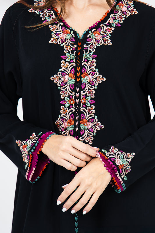 Royal Black Crepe Caftan