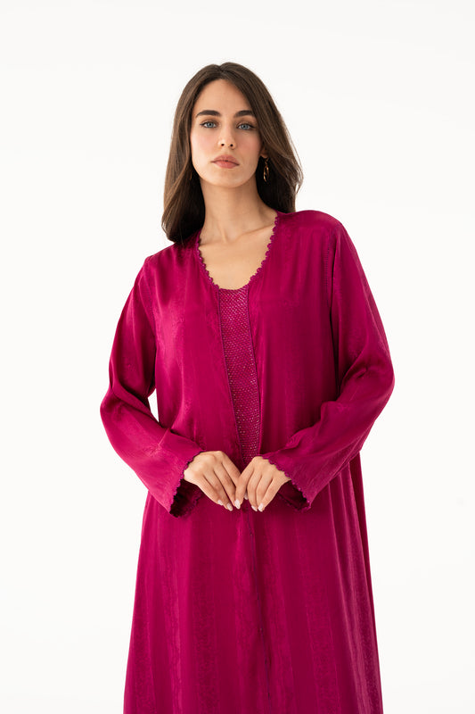 Fuchsia Caftan with Fuchsia Crystal - House of Caftan