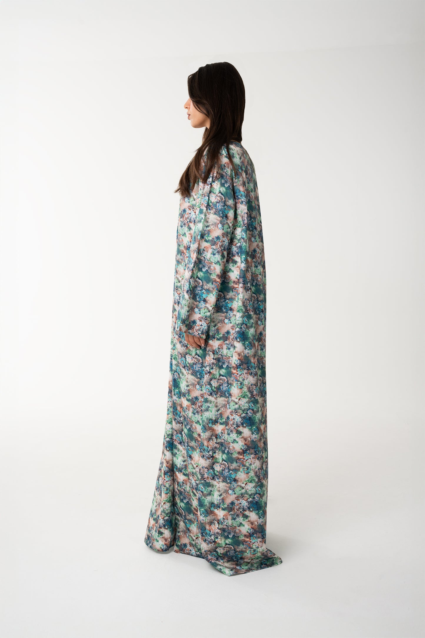 Multicolor Floral Italian Cotton Caftan - House of Caftan