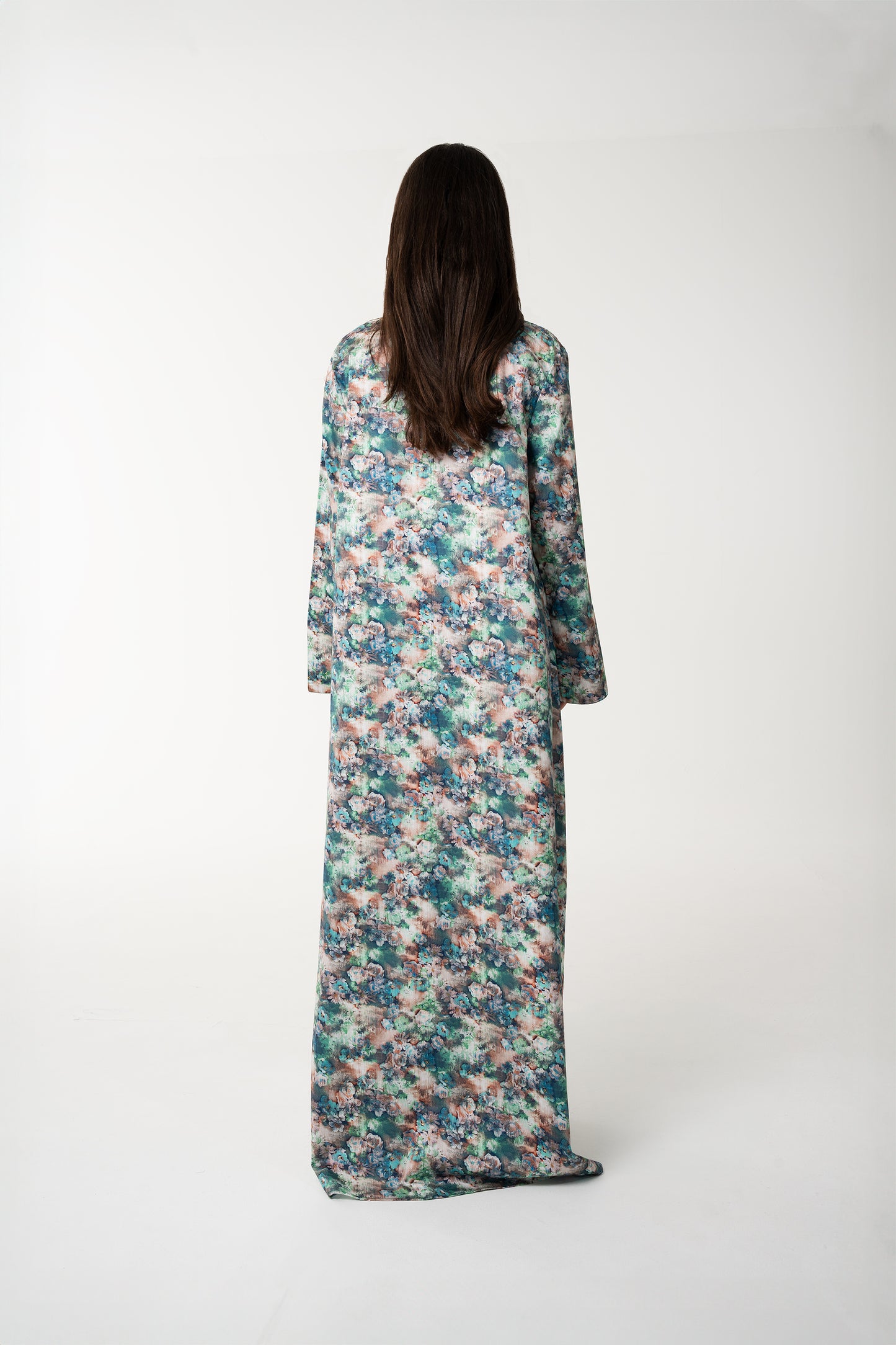 Multicolor Floral Italian Cotton Caftan - House of Caftan