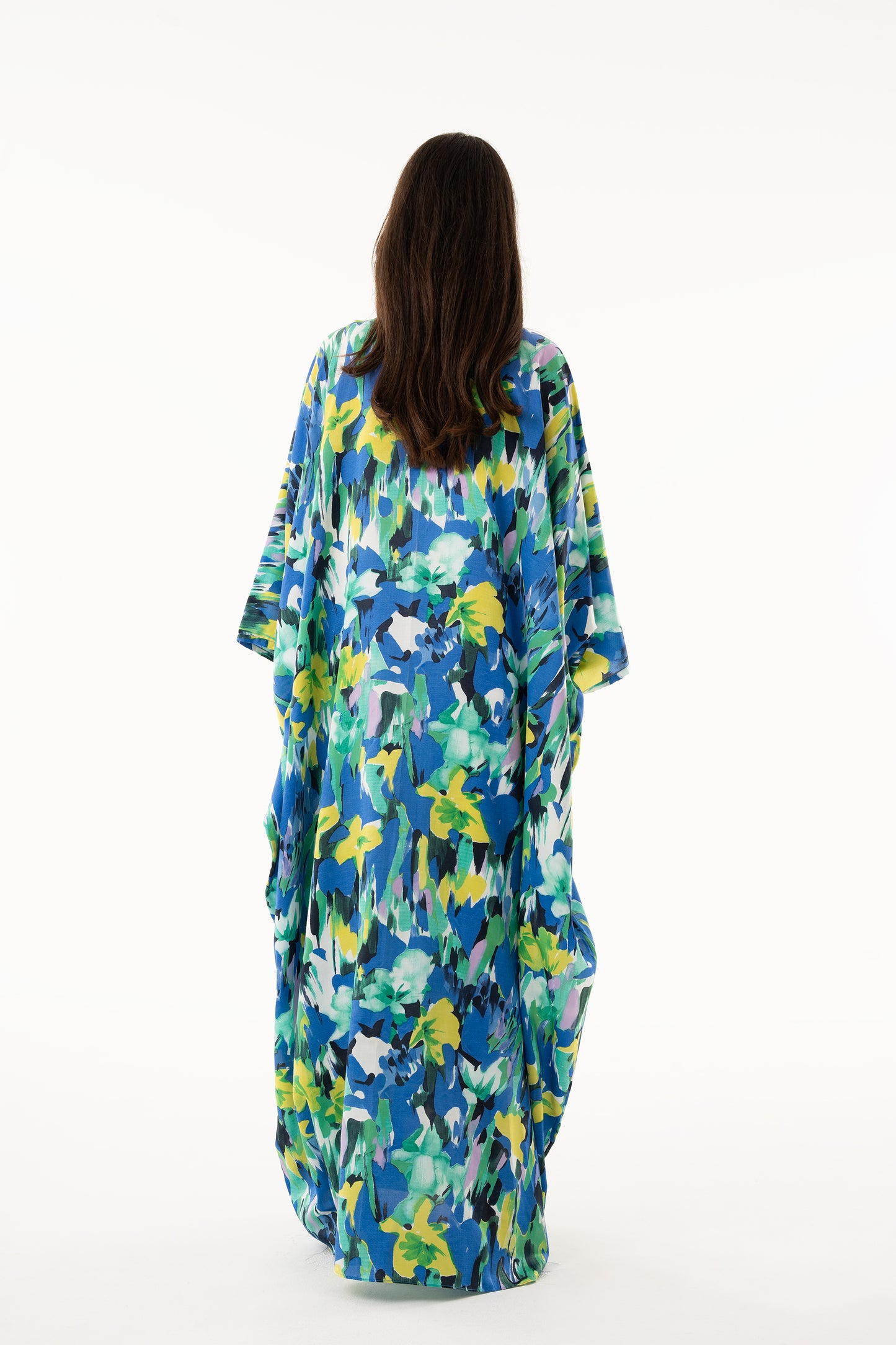 Multicolor Floral Italian Silk Viscose Caftan (Ramadan Early Collection) - House of Caftan