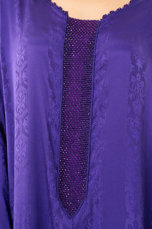 Royal Purple Caftan With Purple Beads - House of Caftan