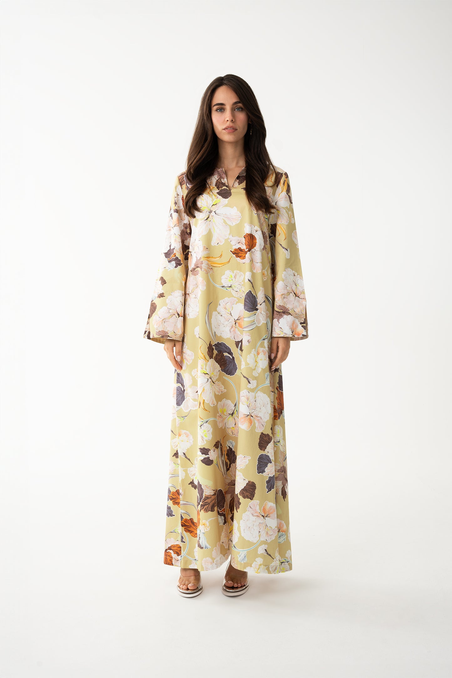 Yellow Italian Cotton Caftan - House of Caftan