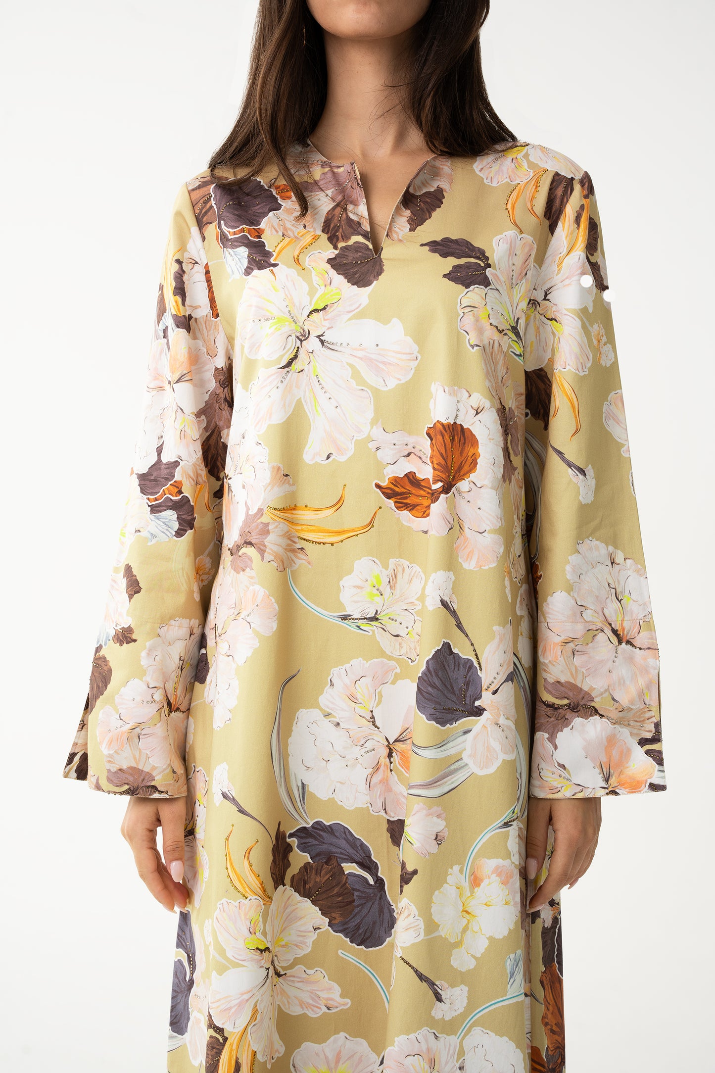 Yellow Italian Cotton Caftan - House of Caftan