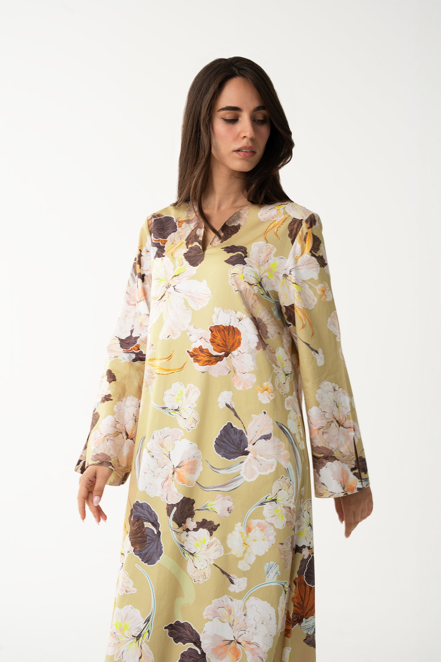 Yellow Italian Cotton Caftan - House of Caftan