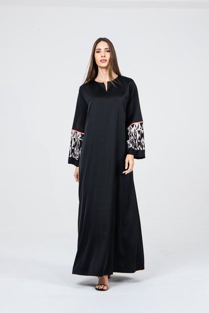 Black Crepe Caftan Ramadan Evening Wear Eid Collection UAE Qatar