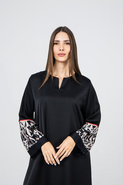 Black Crepe Caftan Ramadan Evening Wear Eid Collection UAE Qatar