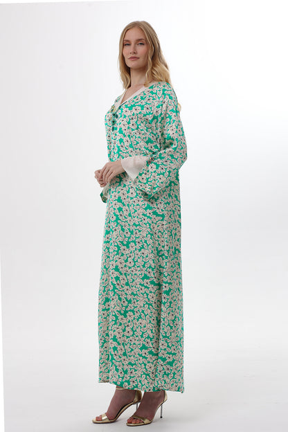 Green Floral Print Caftan