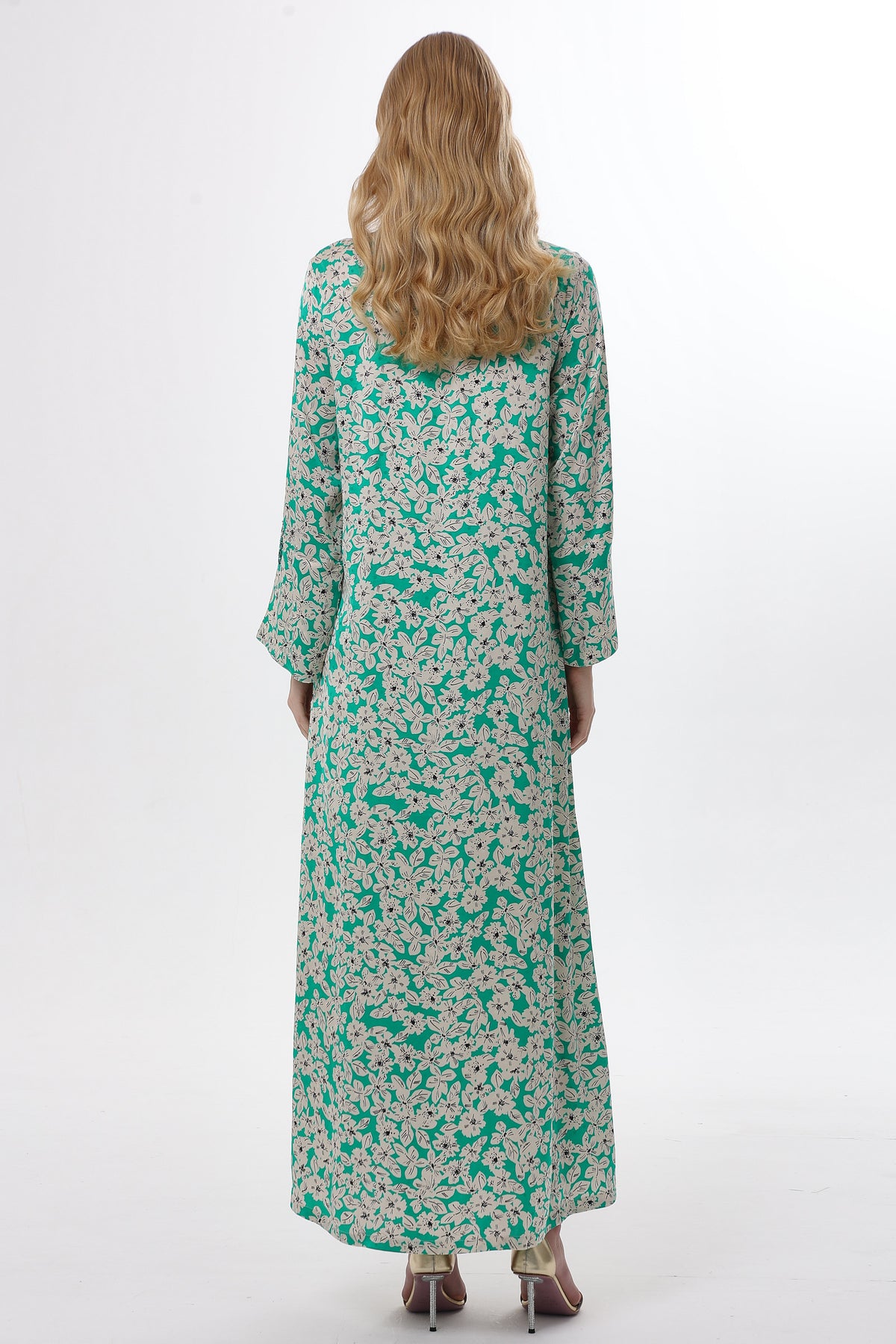 Green Floral Print Caftan
