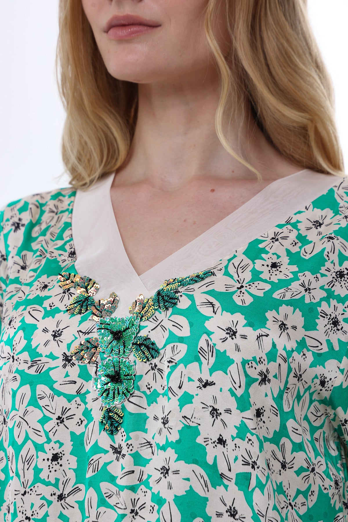 Green Floral Print Caftan