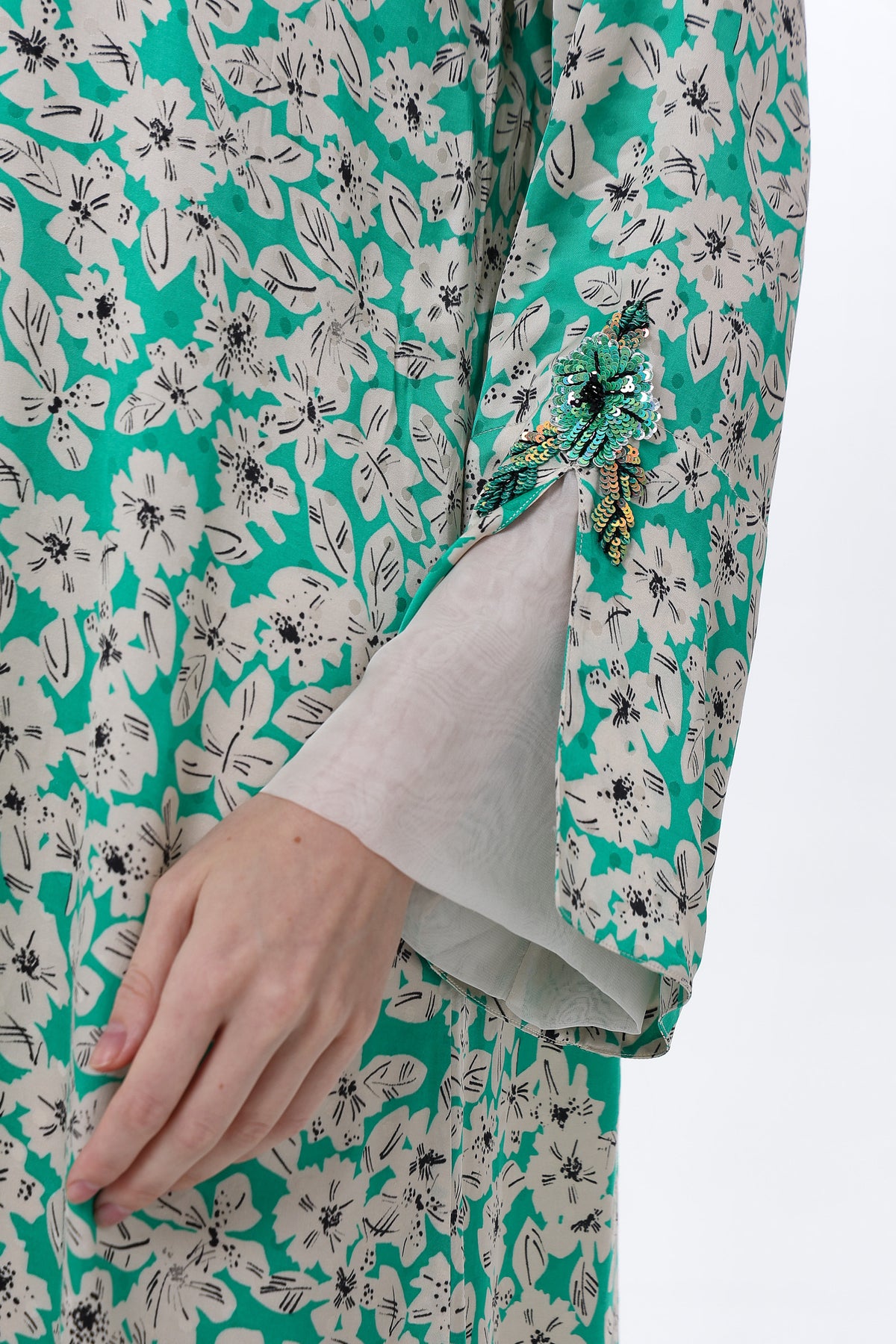 Green Floral Print Caftan