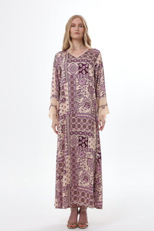 Floral and Ornamental Pattern Print Caftan
