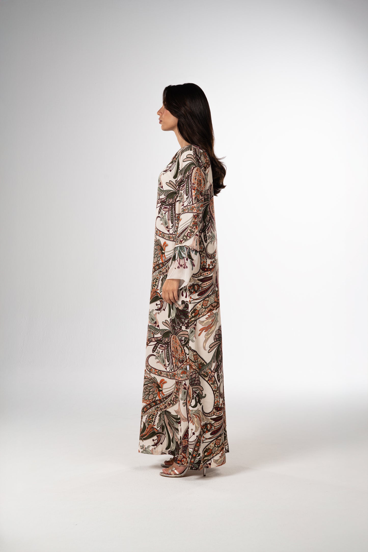 Autumn Ornament Italian Viscose Satin Caftan Limited Edition side