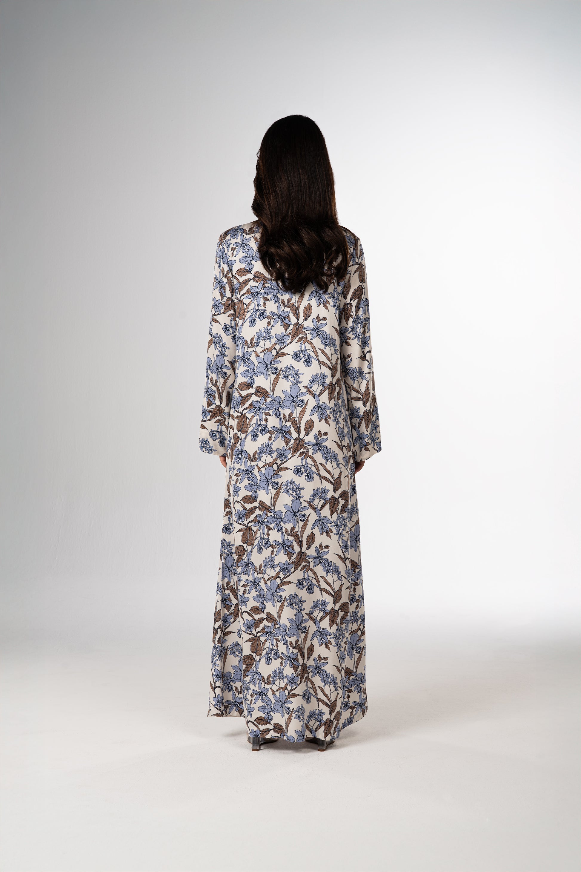 Azure Bloom Italian Viscose Satin Caftan back