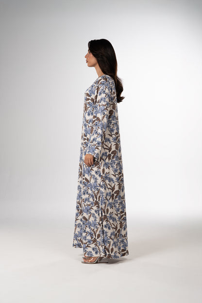 Azure Bloom Italian Viscose Satin Caftan side