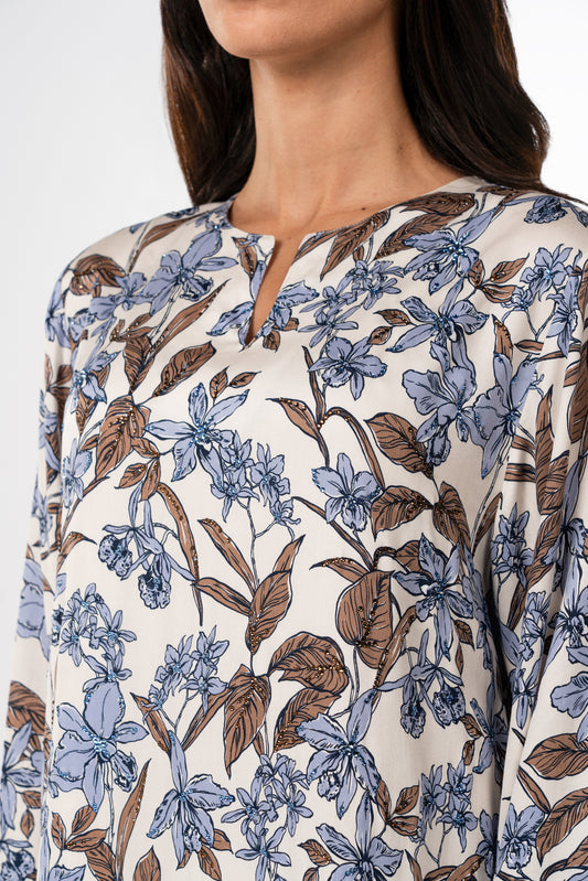 Azure Bloom Italian Viscose Satin Caftan with European hotfix - Handmade Limited Edition 