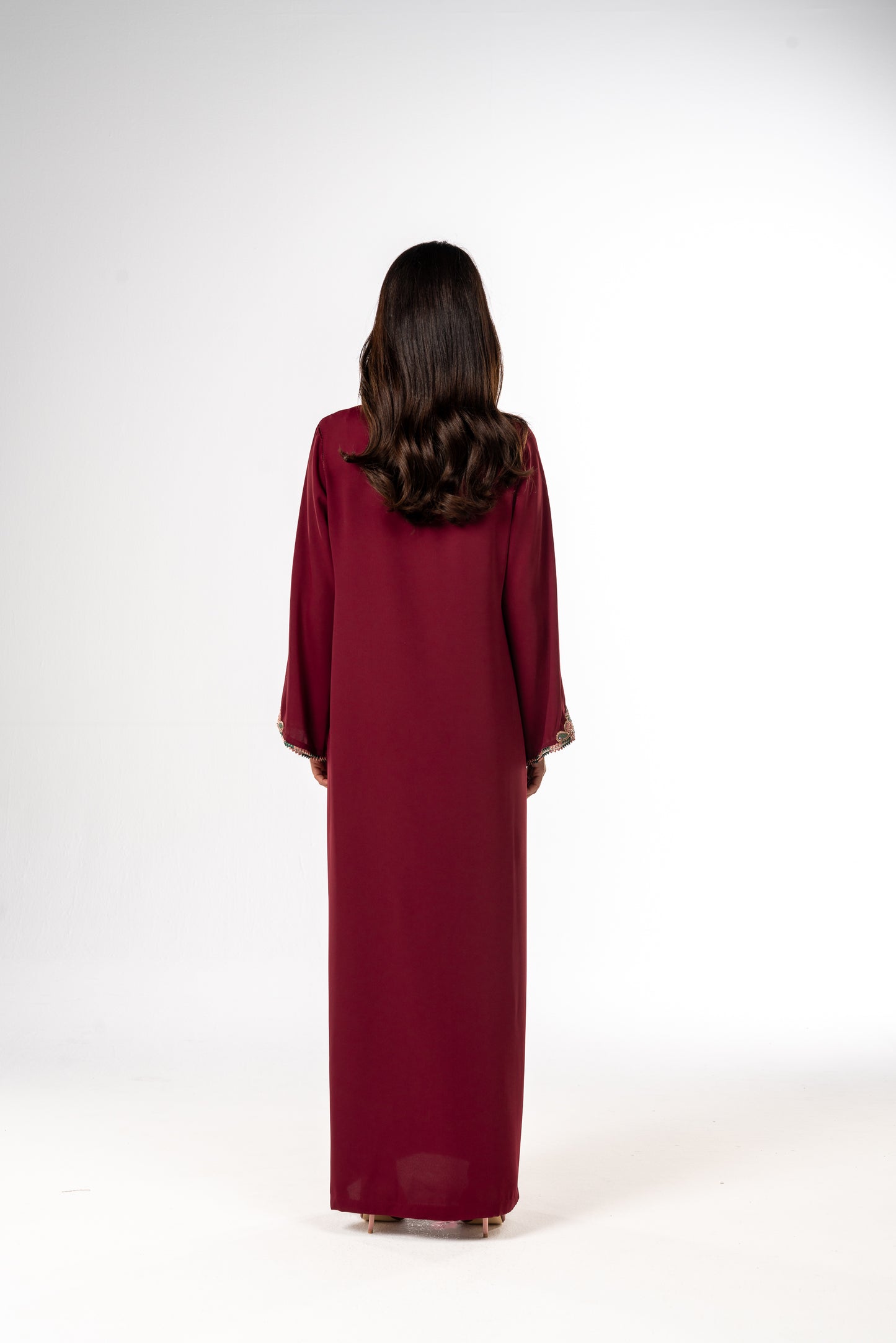 Burgundy Crepe Moroccan Caftan back