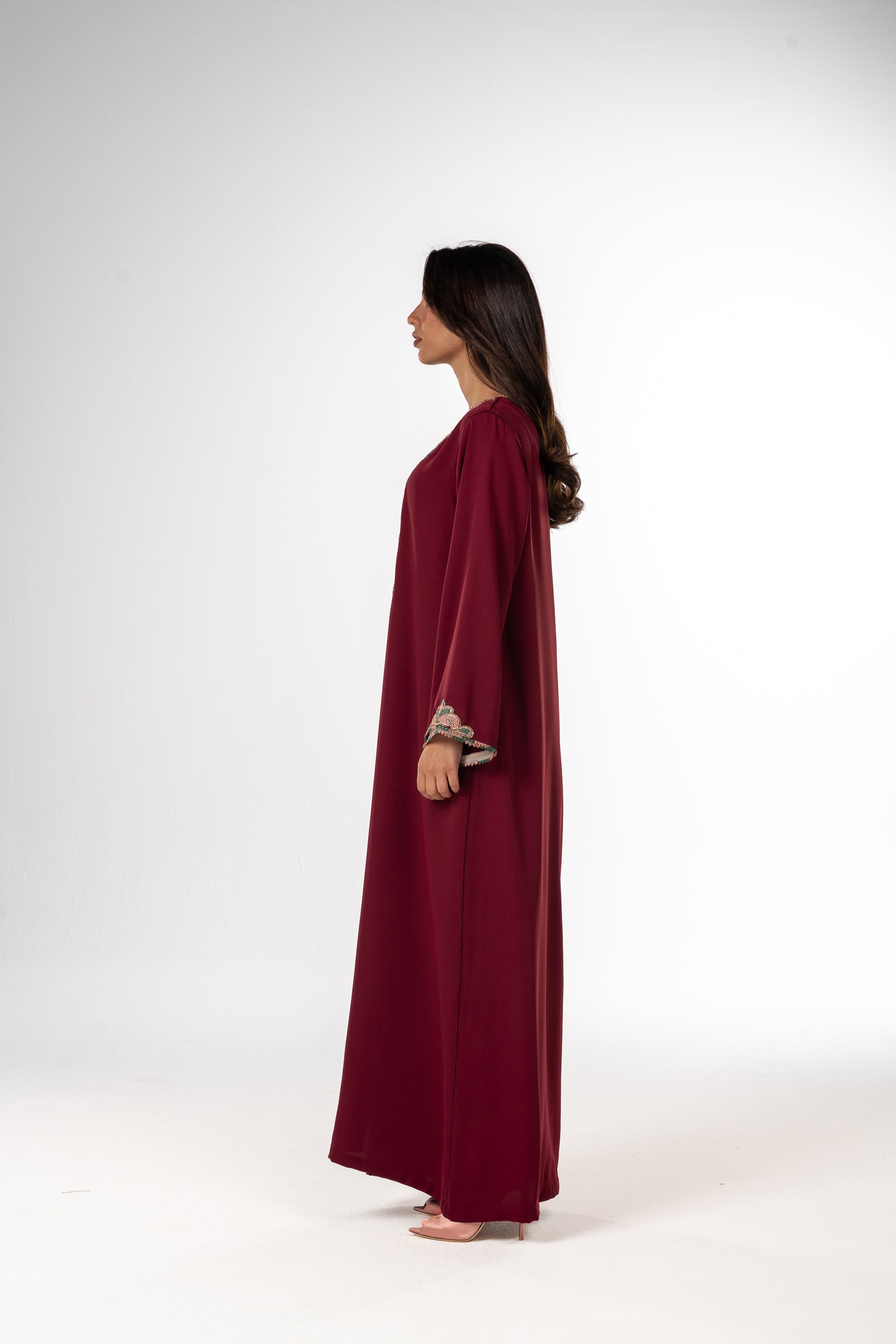 Burgundy Crepe Moroccan Caftan
