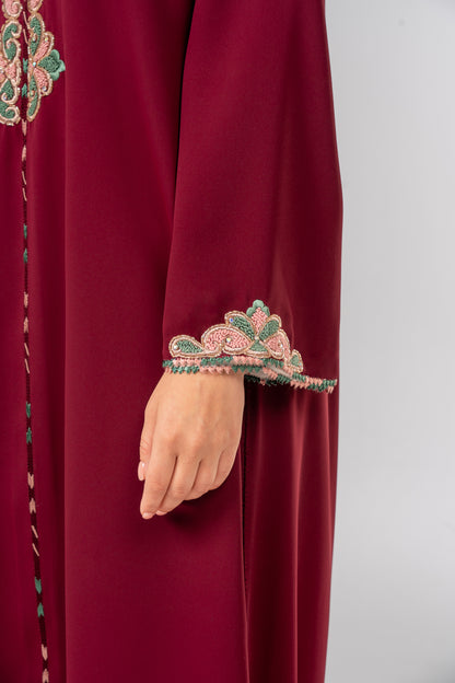 Burgundy Crepe Moroccan Caftan