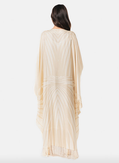 Roberto Cavalli Italian Original Ivory Glow Twill Silk Caftan