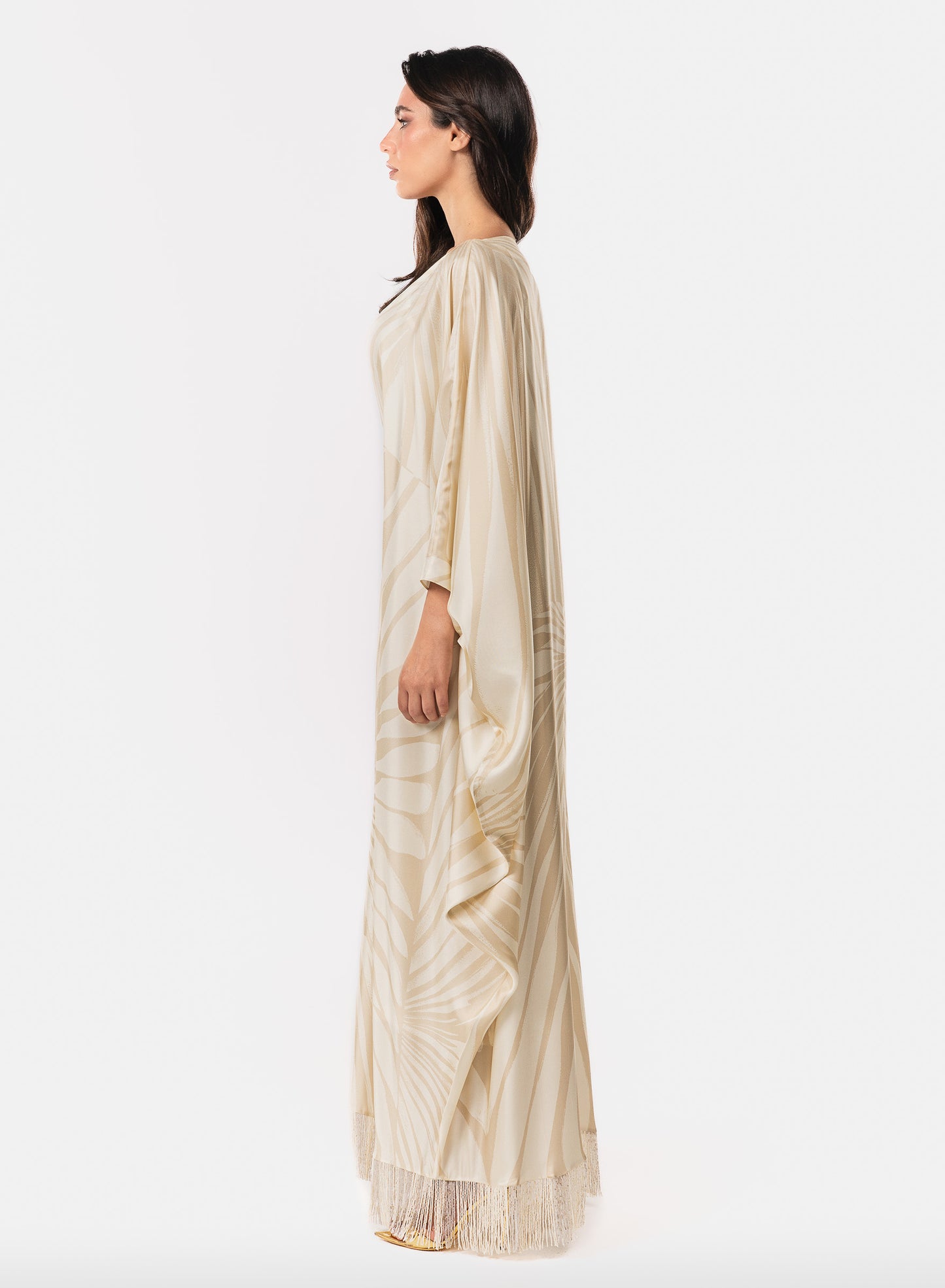 Roberto Cavalli Italian Original Ivory Glow Twill Silk Caftan