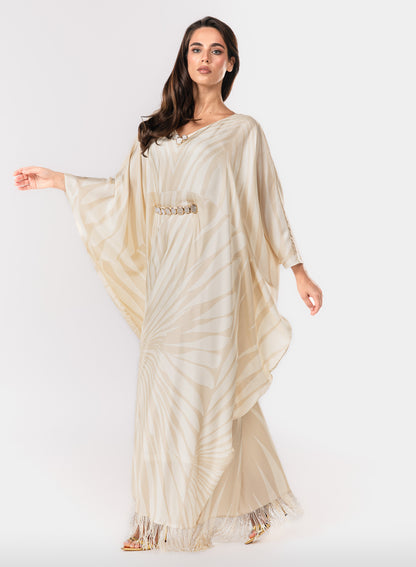 Roberto Cavalli Italian Original Ivory Glow Twill Silk Caftan