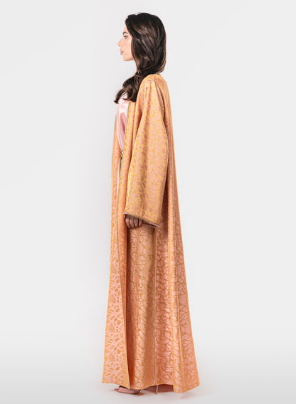 Italian Golden Rose Hand Embroidered Caftan (Two-Piece Luxury Set)