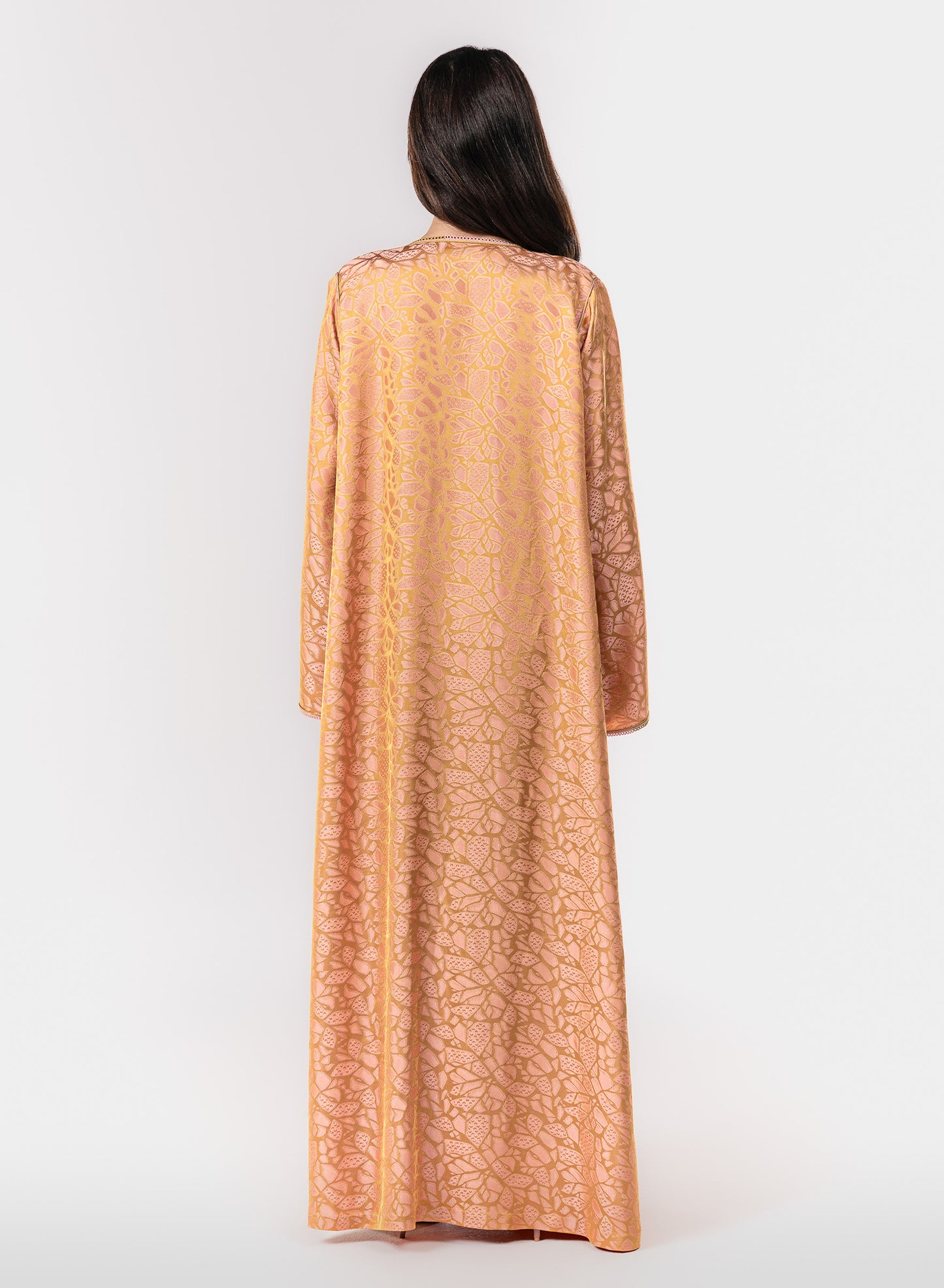 Italian Golden Rose Hand Embroidered Caftan (Two-Piece Luxury Set)