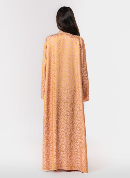 Italian Golden Rose Hand Embroidered Caftan (Two-Piece Luxury Set)