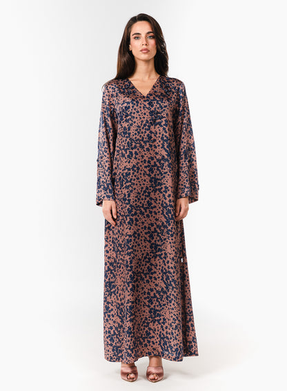 Italian Floral 3D Embroidered Vintage Rose Twill Caftan