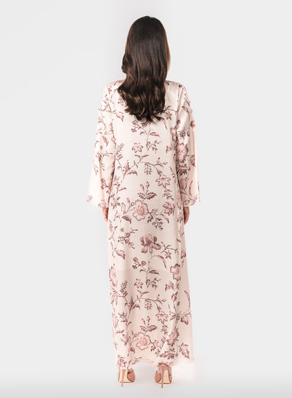 Italian Floral 3D Embroidered Blooming Grace Twill Caftan