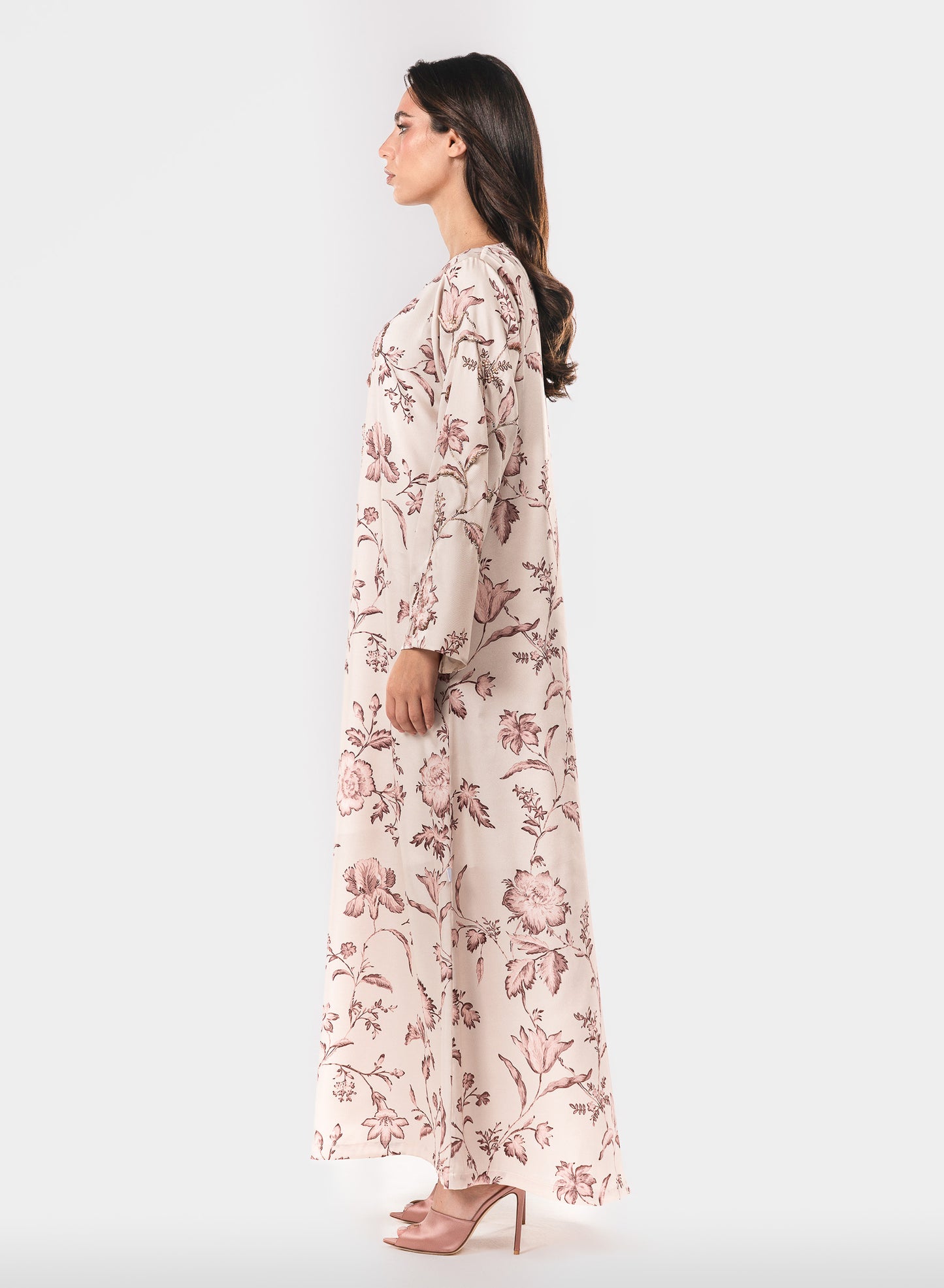 Italian Floral 3D Embroidered Blooming Grace Twill Caftan