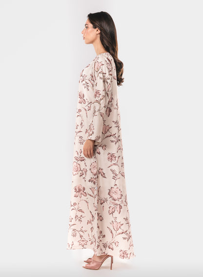 Italian Floral 3D Embroidered Blooming Grace Twill Caftan