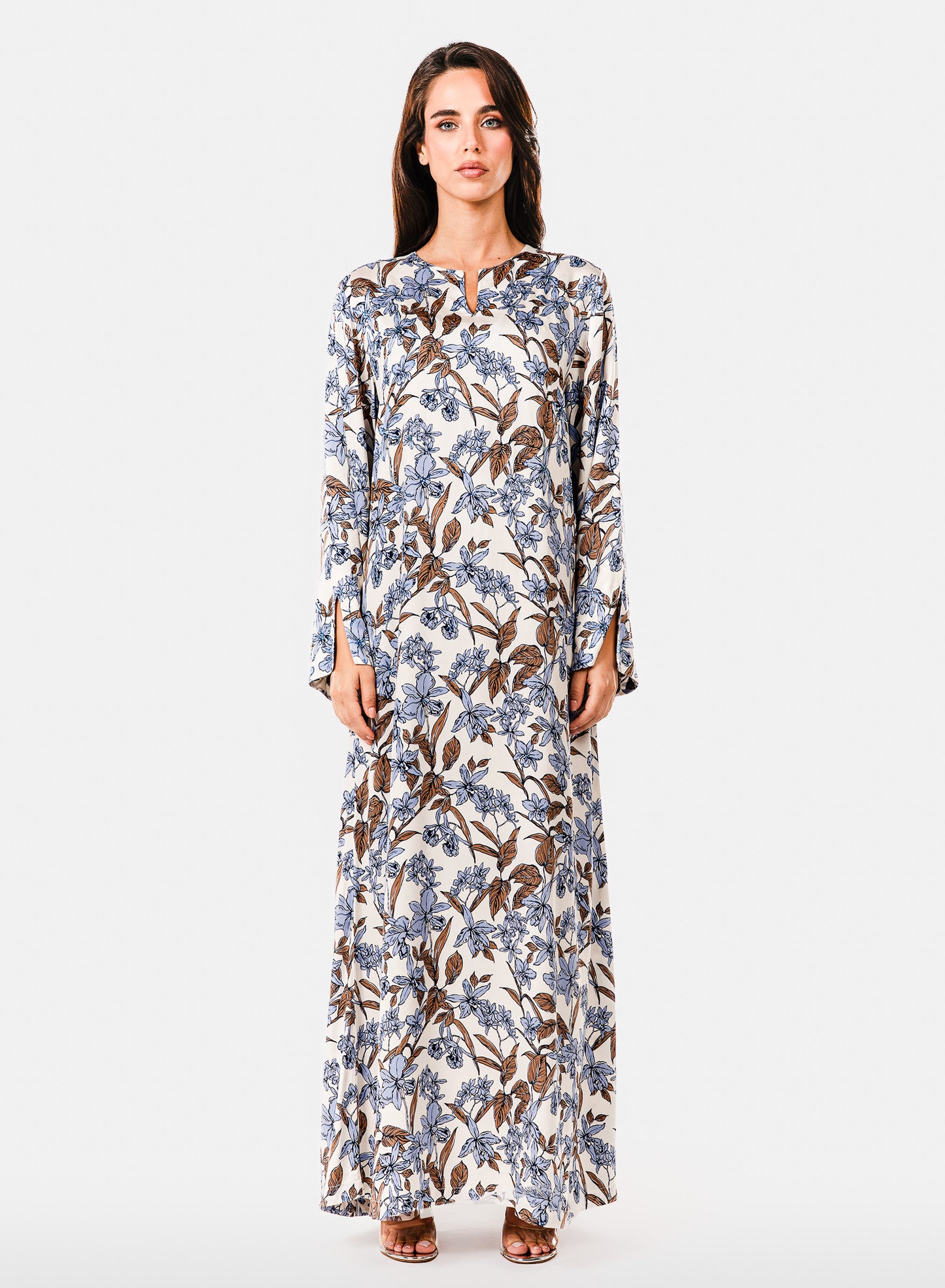 Italian Azure Bloom Viscose Caftan
