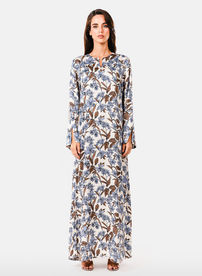 Italian Azure Bloom Viscose Caftan
