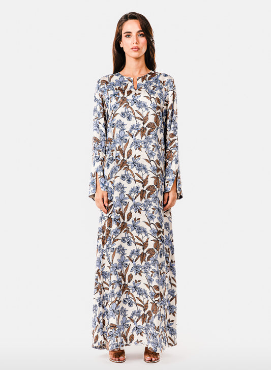 Italian Azure Bloom Viscose Caftan