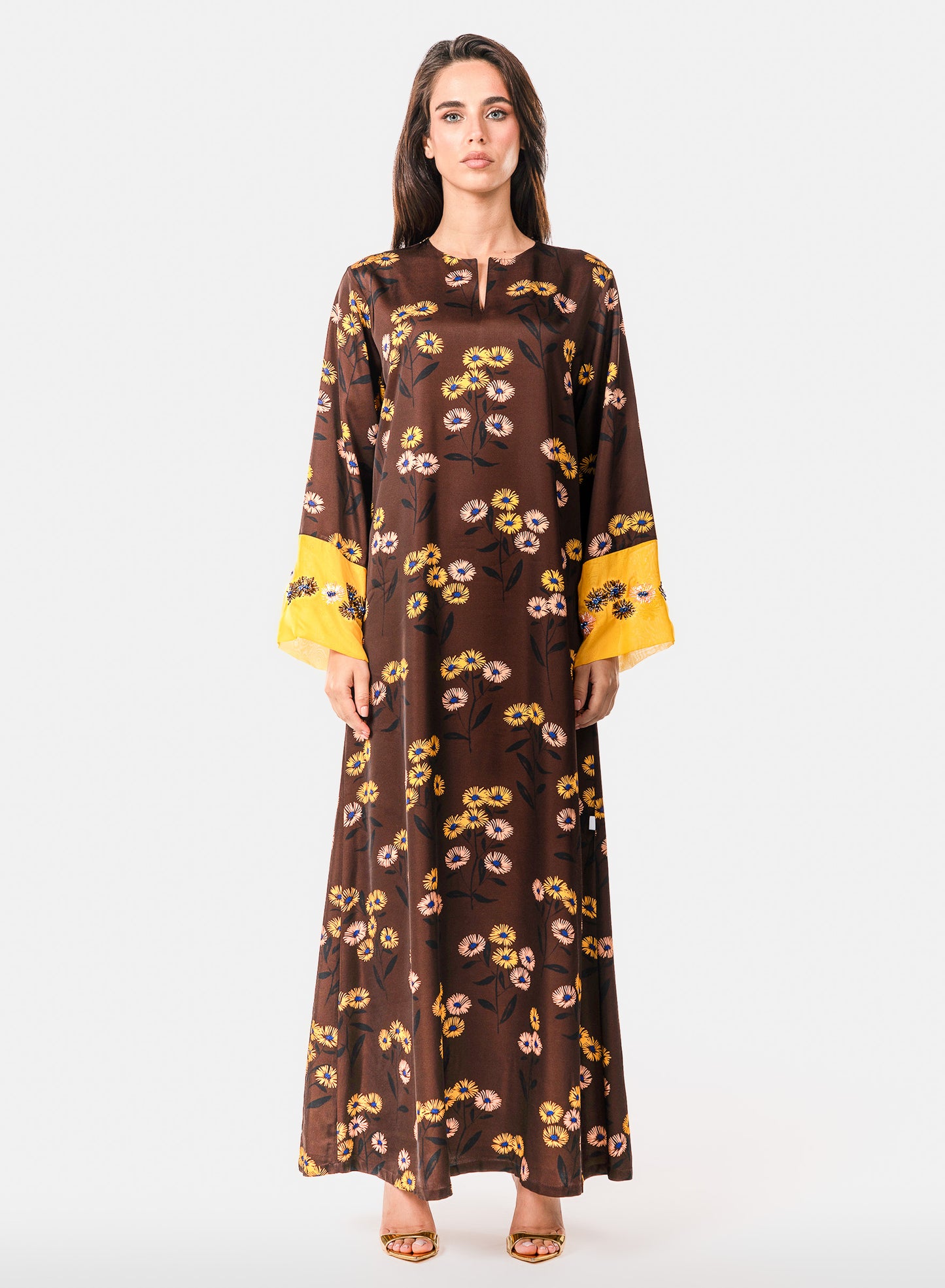 Italian Golden Meadow Embroidered Viscose Caftan