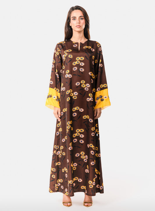 Italian Golden Meadow Embroidered Viscose Caftan