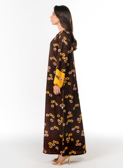 Italian Golden Meadow Embroidered Viscose Caftan