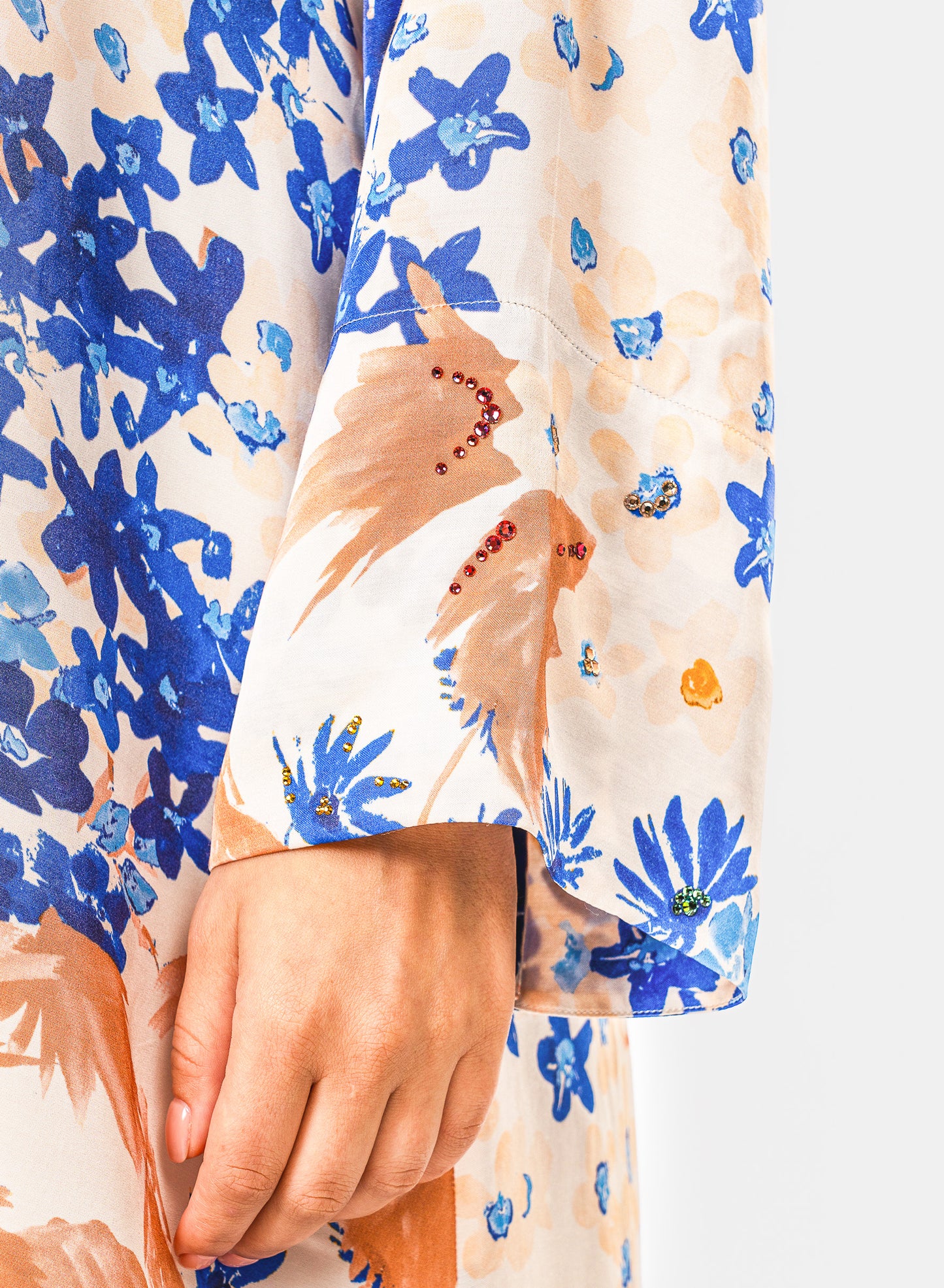 Italian Mediterranean Bloom Viscose Satin Caftan
