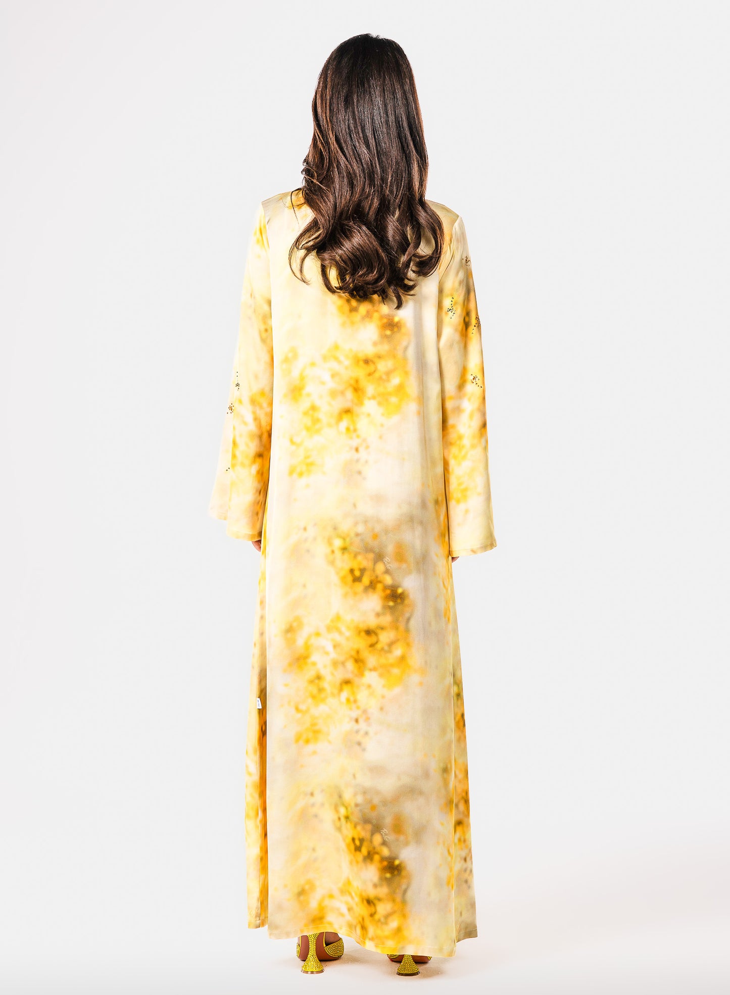 PINKO Italian Original Viscose Satin Bright Gold Splash Caftan