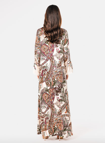 Italian Autumn Ornament Embroidered Viscose Caftan